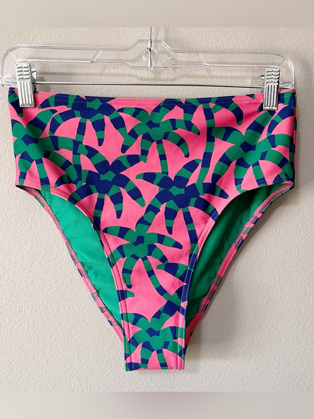 Adidas x Farm Rio NWT Pink Palm Tree High Waisted Bikini Bottom Size Medium